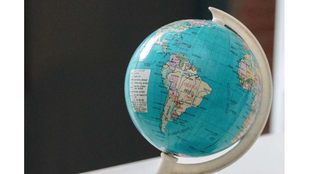 globe with focus on brazil